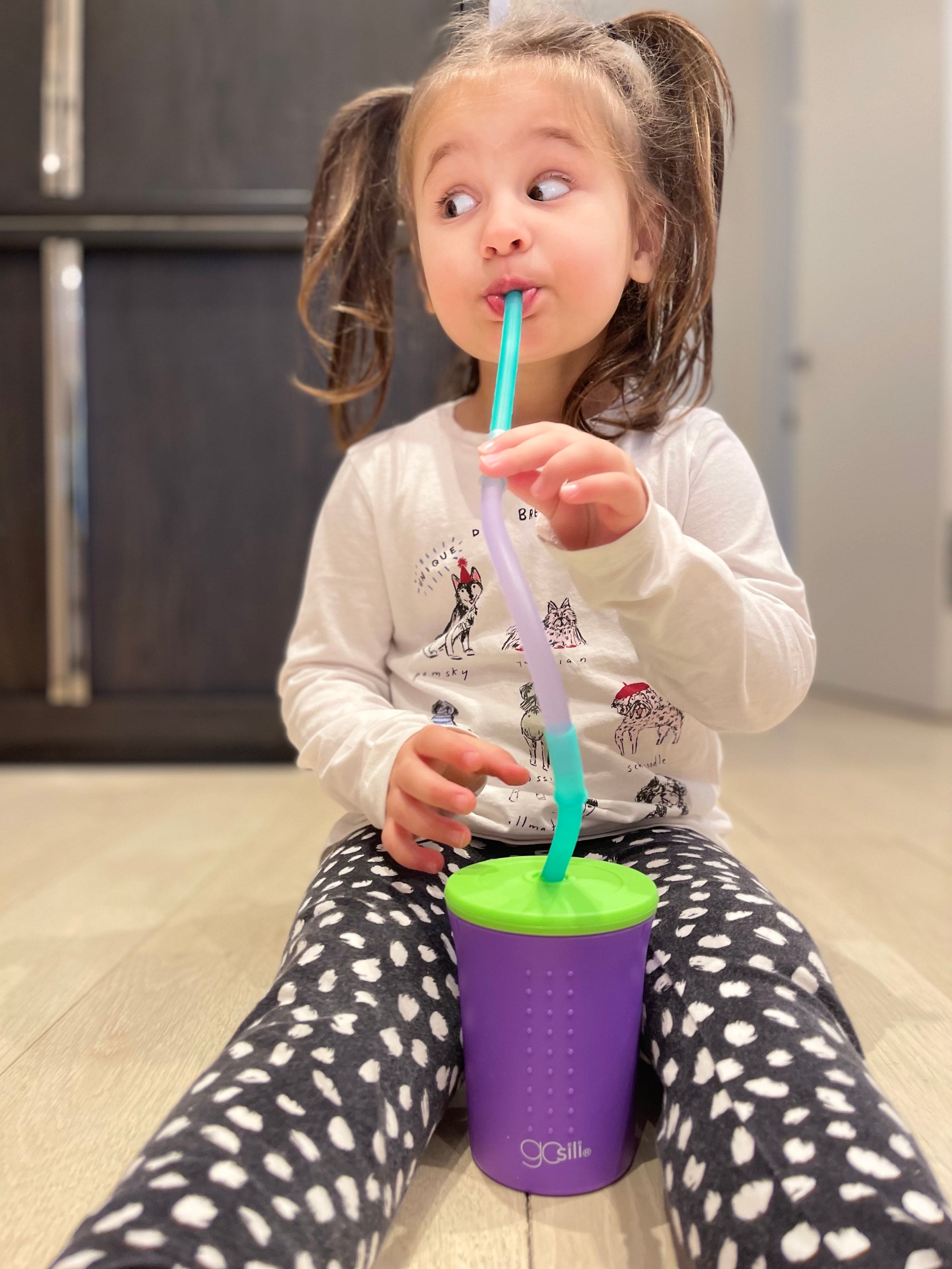 Flexible silicone straws that connect to form custom shapes and patterns.
